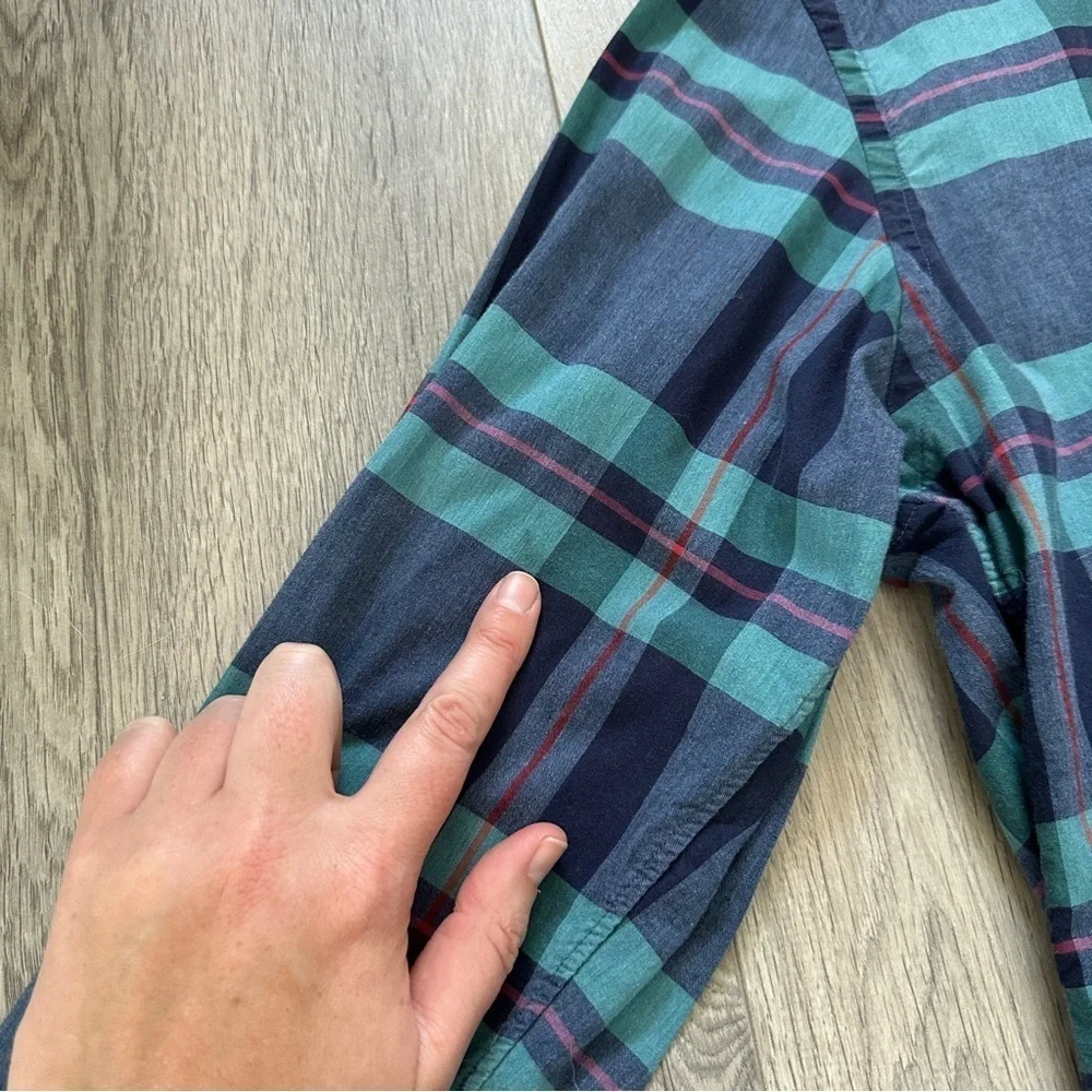 J.Crew Blue Green Plaid Men’s Classic Casual Button Down Cotton Shirt Size Large